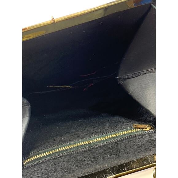 Women's Black Needle-Point Vintage 60's Square Tapestry Carpet Chic Shoulder Bag - Picture 6 of 10